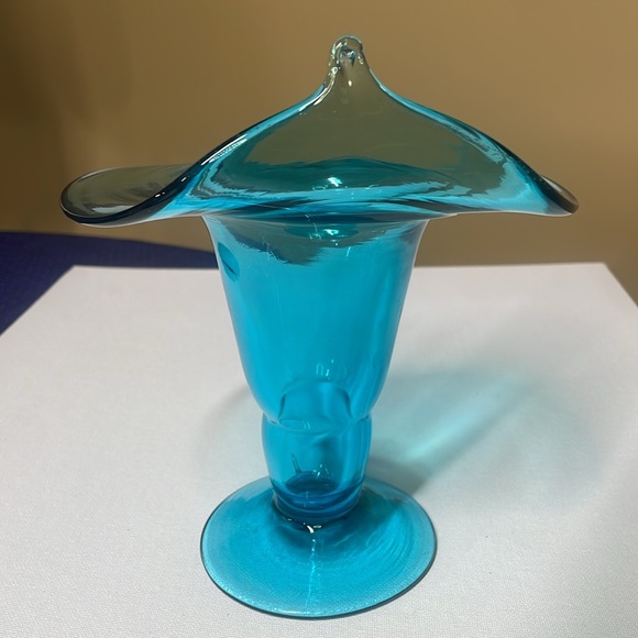 Bischoff Glass Blue Jack in the Pulpit Vase Art Glass - Picture 3 of 5